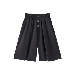 Custom-made black women's five-point trousers Personally customized elastic waist wide-leg pants Bud loose trousers paper bag waist SKSP053 Custom-made black women's five-point trousers Personally customized elastic waist wide-leg pants Bud loose trousers paper bag waist SKSP053